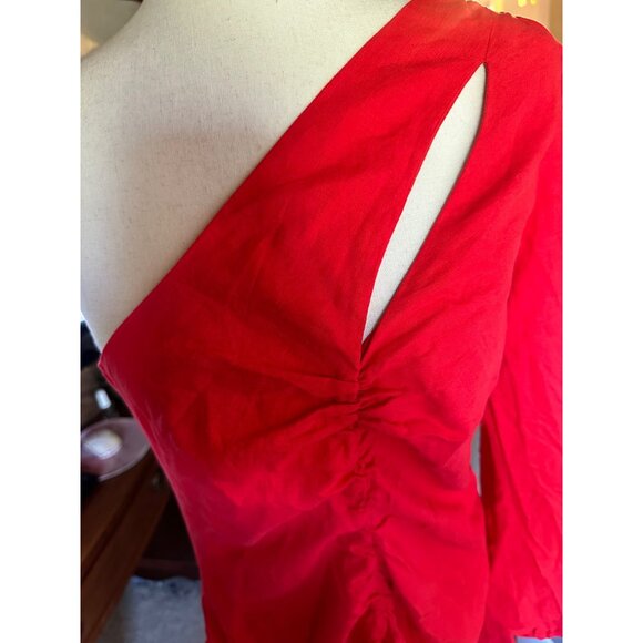 NWT Lovers and Friends Rosalie Mini Dress in Bright Red One-Shoulder Asy… - Picture 7 of 10
